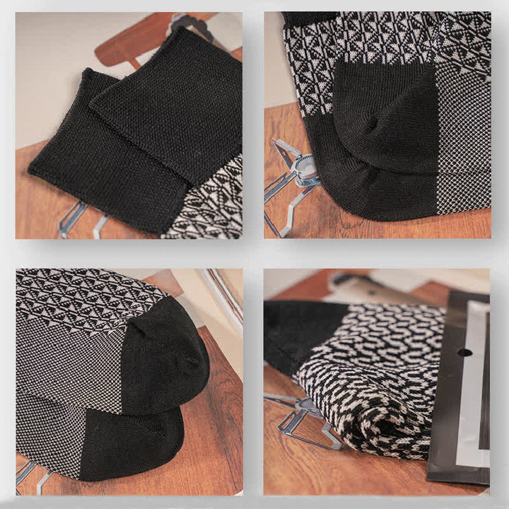 Chaussettes décontractées en coton mercerisé noir et blanc pour hommes