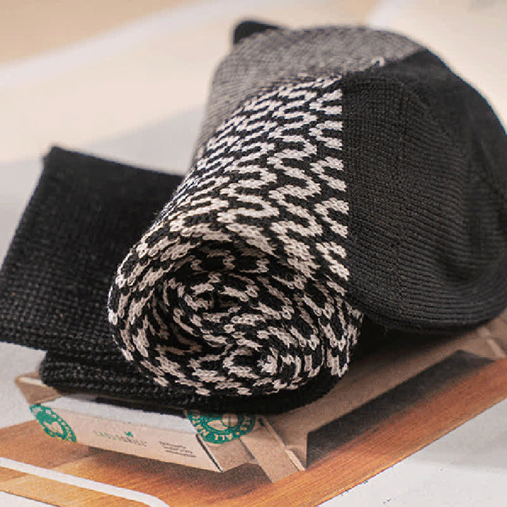 Chaussettes décontractées en coton mercerisé noir et blanc pour hommes