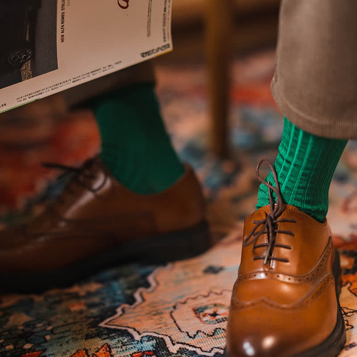 Chaussettes d'affaires simples en coton de couleur unie pour hommes