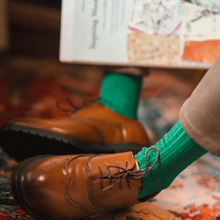 Chaussettes d'affaires simples en coton de couleur unie pour hommes