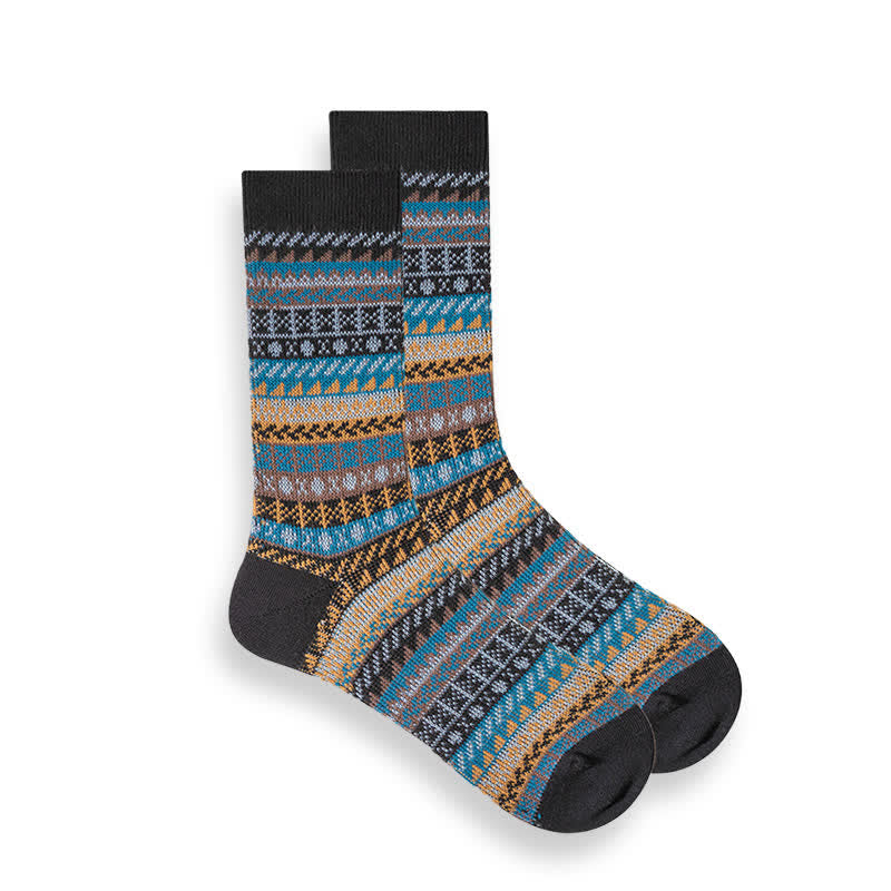 Chaussettes à rayures ethniques de style national rétro