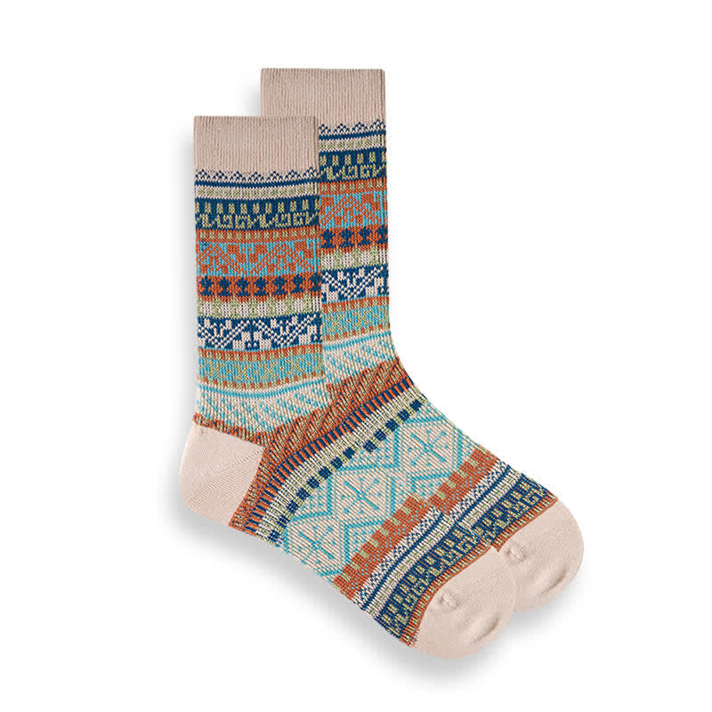 Chaussettes à rayures ethniques de style national rétro