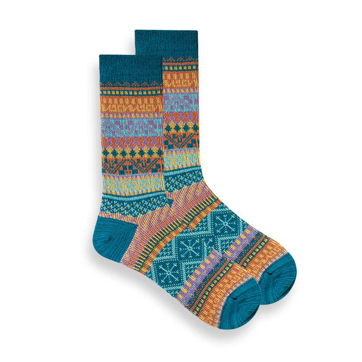 Chaussettes à rayures ethniques de style national rétro