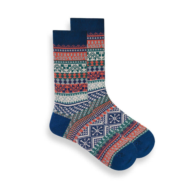 Chaussettes à rayures ethniques de style national rétro