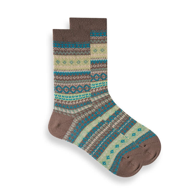 Chaussettes à rayures ethniques de style national rétro