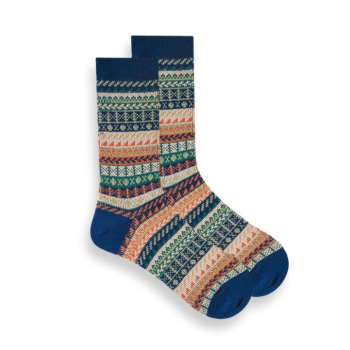 Chaussettes à rayures ethniques de style national rétro