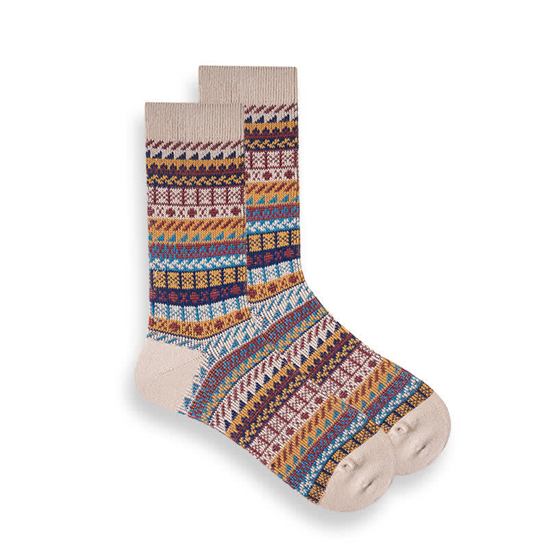 Chaussettes à rayures ethniques de style national rétro