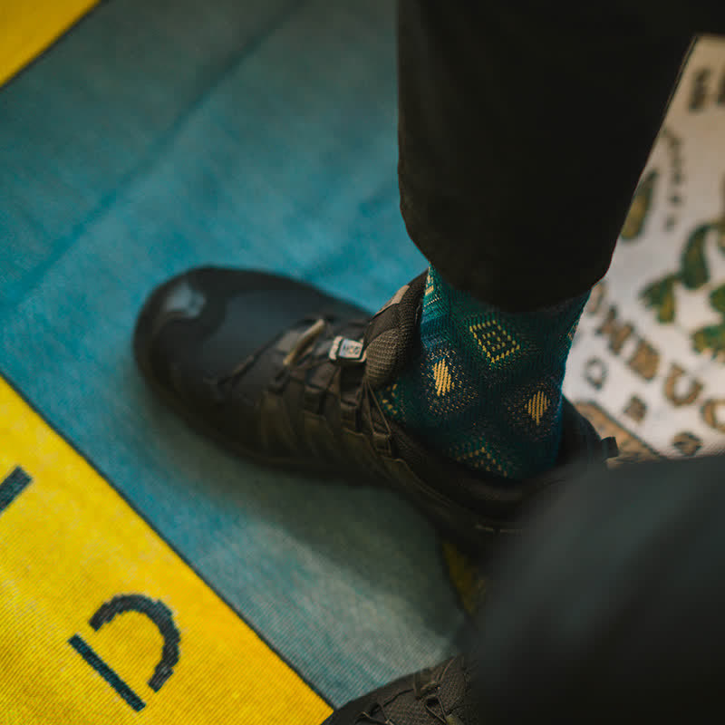 Chaussettes en coton à motif de diamants en mosaïque tendance et amusante