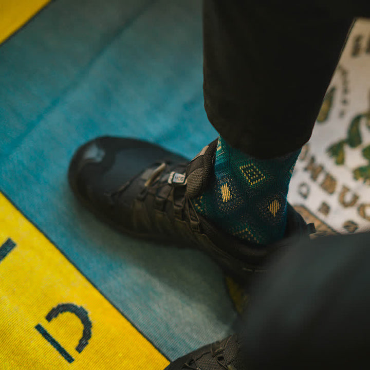 Chaussettes en coton à motif de diamants en mosaïque tendance et amusante