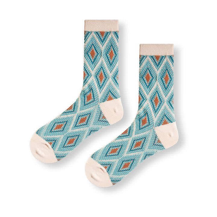 Chaussettes en coton à motif de diamants en mosaïque tendance et amusante