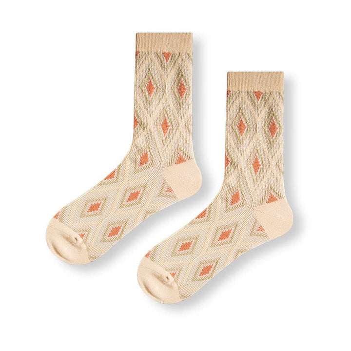 Chaussettes en coton à motif de diamants en mosaïque tendance et amusante