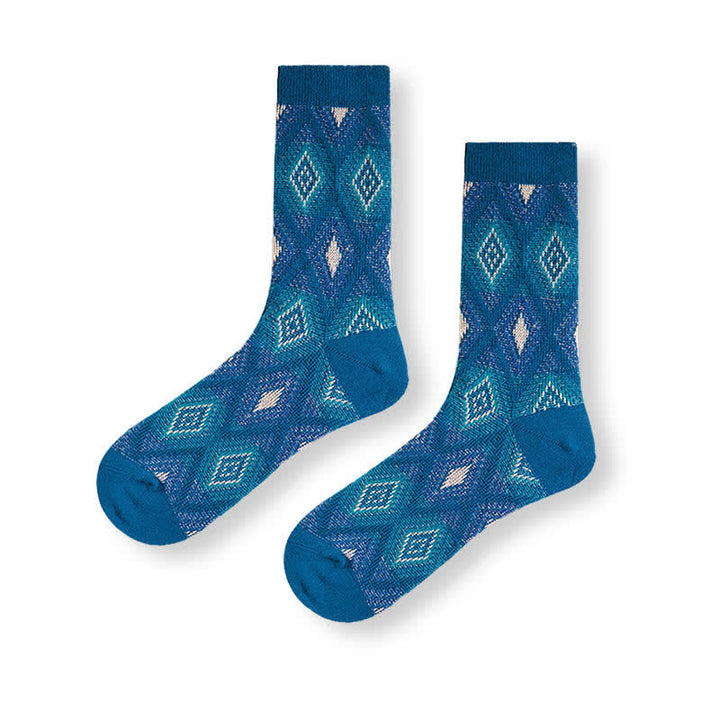 Chaussettes en coton à motif de diamants en mosaïque tendance et amusante