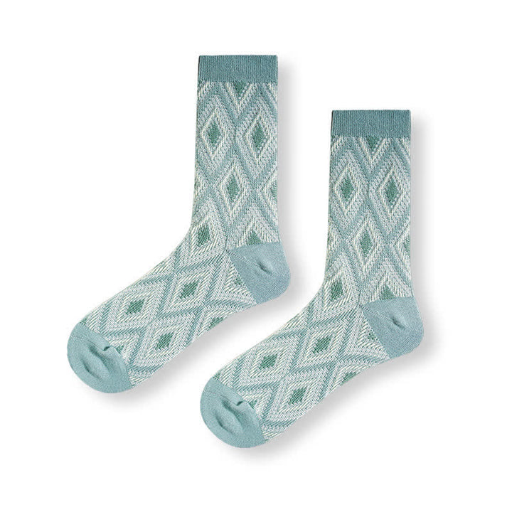 Chaussettes en coton à motif de diamants en mosaïque tendance et amusante