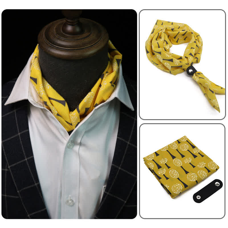 Foulard carré à motif de pissenlits jaunes et blancs avec boucle pour foulard