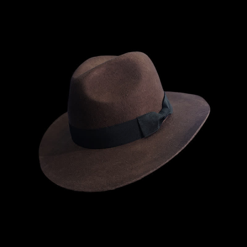 Chapeau de cowboy à nœud papillon et ruban noir de couleur unie