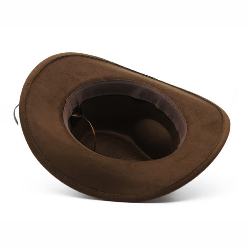 Chapeau de cowboy en feutre avec tête de bœuf sauvage de l'Ouest