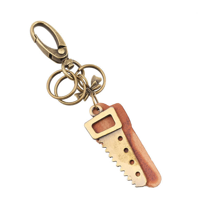 Porte-clés en cuir avec nœud papillon créatif en bronze