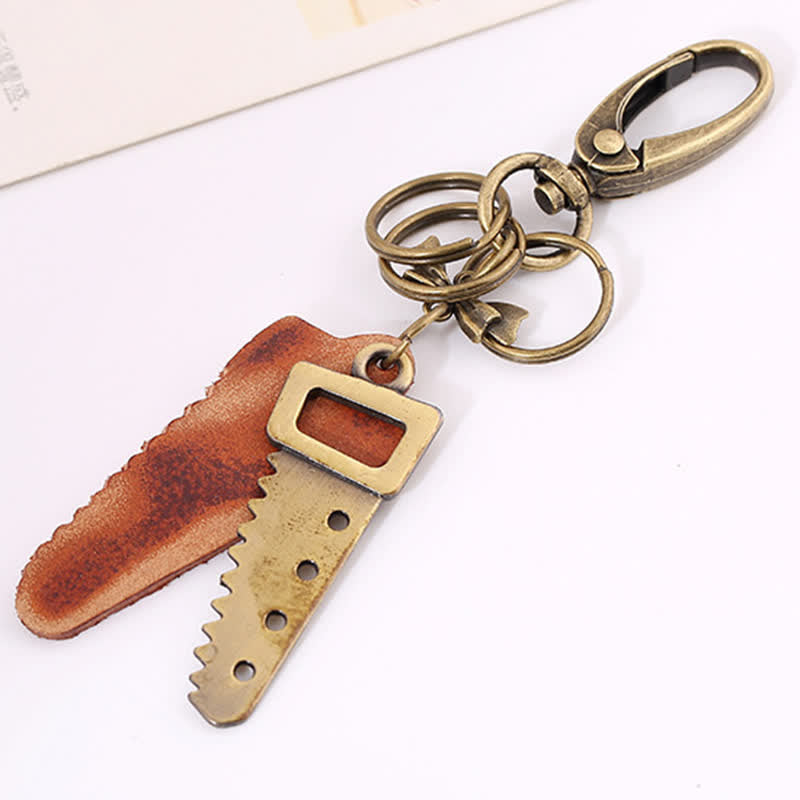 Porte-clés en cuir avec nœud papillon créatif en bronze