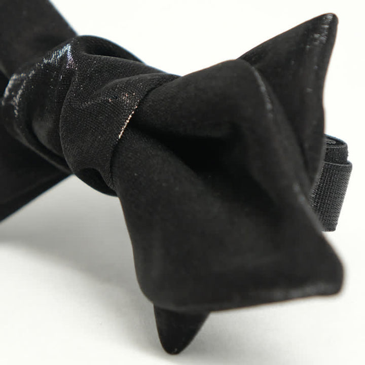 Nœud papillon noir brillant en forme de barbe ludique pour homme