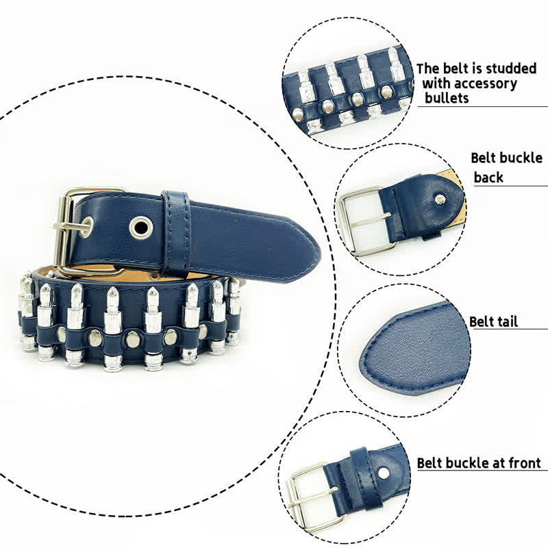 Ceinture en cuir élégante avec rivets et balles punk