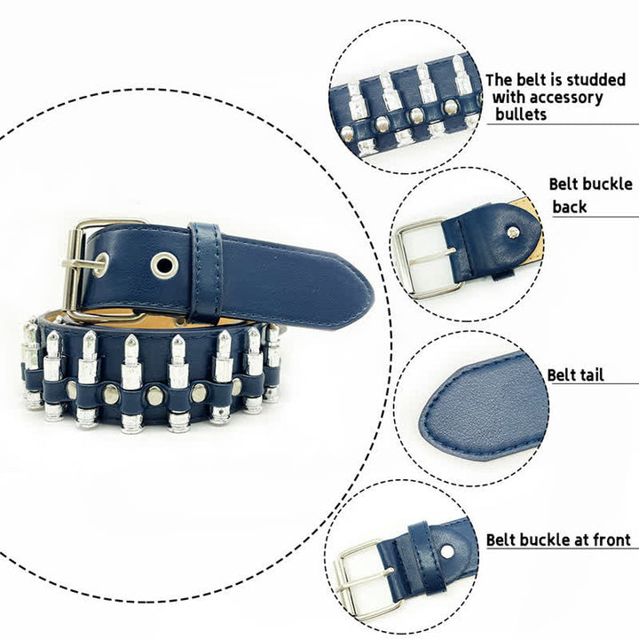 Ceinture en cuir élégante avec rivets et balles punk