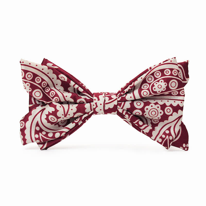 Nœud papillon imprimé pois cajou rouge et blanc pour homme