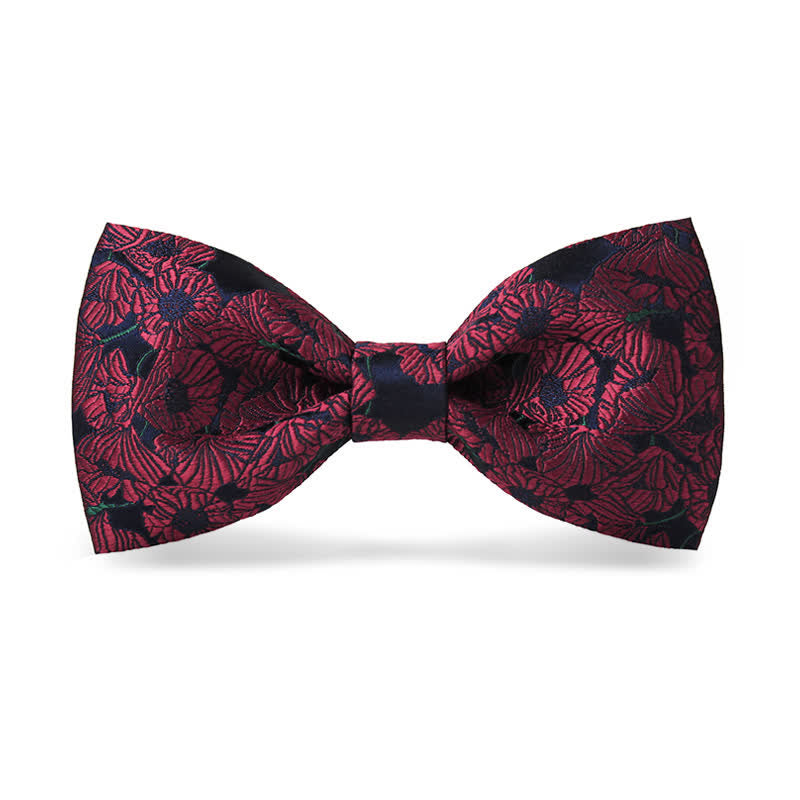 Nœud papillon bordeaux et bleu marine à motif fleuri pour homme