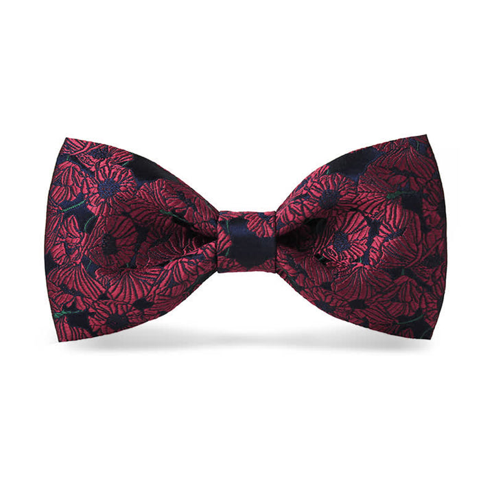 Nœud papillon bordeaux et bleu marine à motif fleuri pour homme