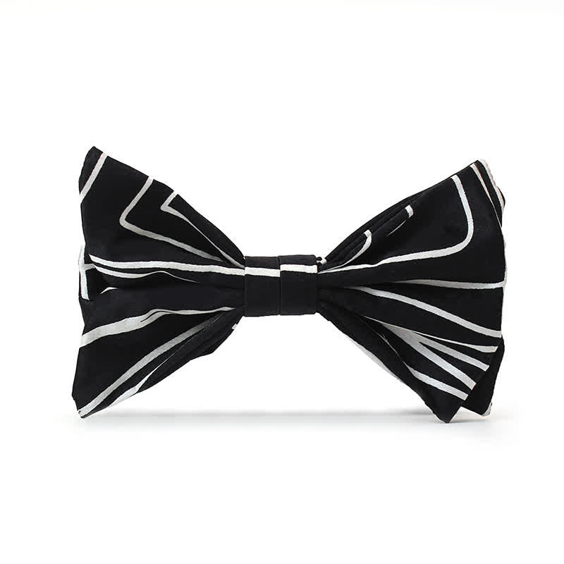 Nœud papillon noir et blanc à lignes géométriques pour homme