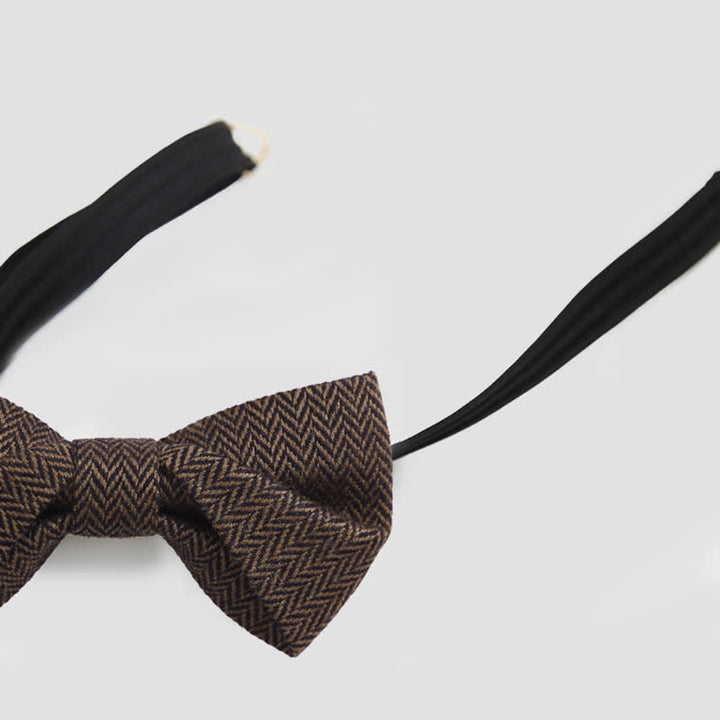 Nœud papillon en laine à motif chevrons café pour homme