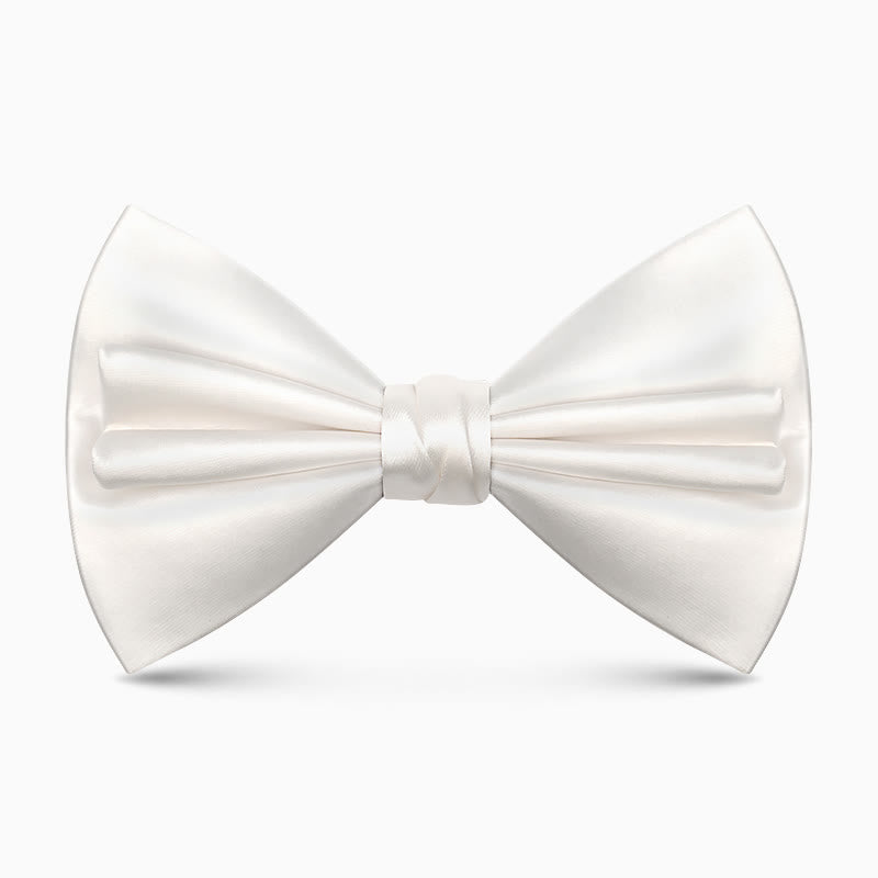 Nœud papillon double épaisseur unique pour homme, couleur unie et froissée