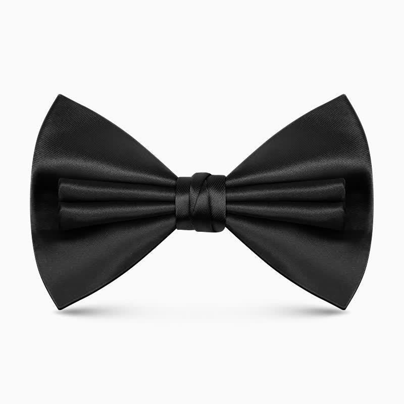 Nœud papillon double épaisseur unique pour homme, couleur unie et froissée