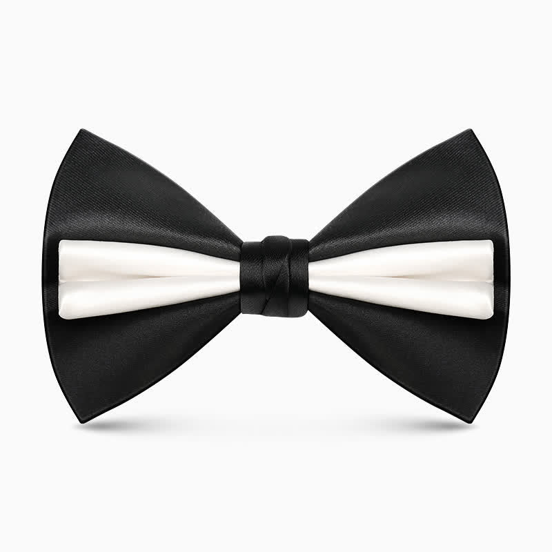 Nœud papillon double épaisseur unique pour homme, couleur unie et froissée