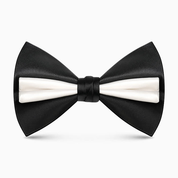 Nœud papillon double épaisseur unique pour homme, couleur unie et froissée