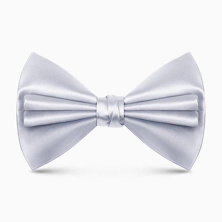 Nœud papillon double épaisseur unique pour homme, couleur unie et froissée