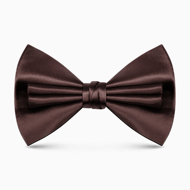 Nœud papillon double épaisseur unique pour homme, couleur unie et froissée
