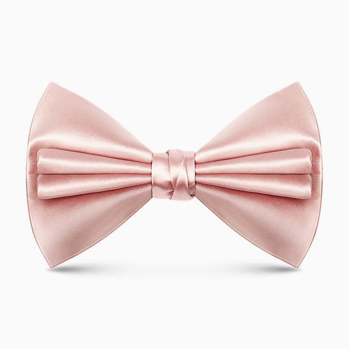 Nœud papillon double épaisseur unique pour homme, couleur unie et froissée