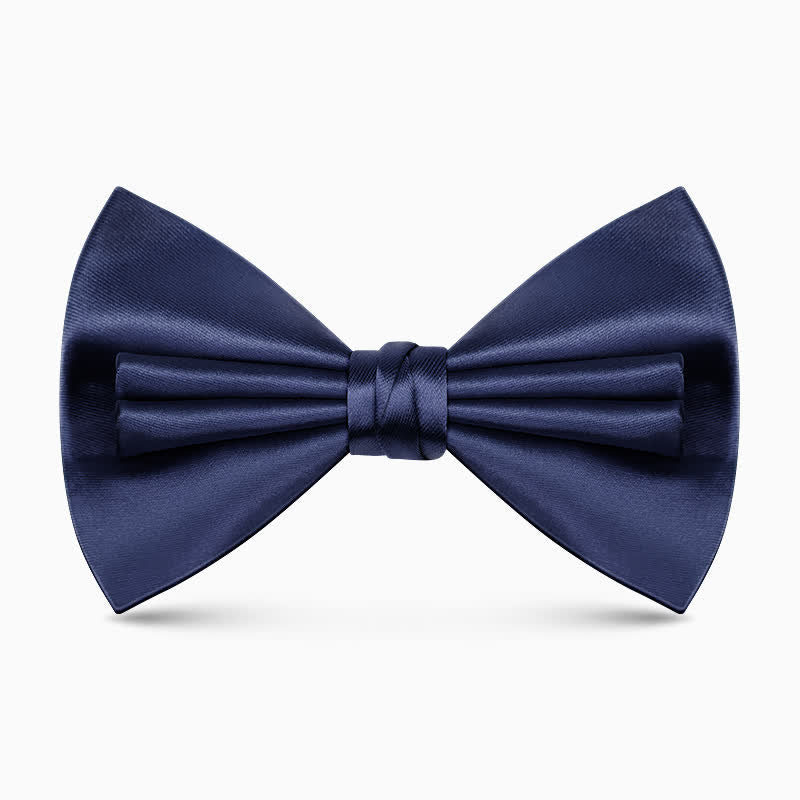 Nœud papillon double épaisseur unique pour homme, couleur unie et froissée