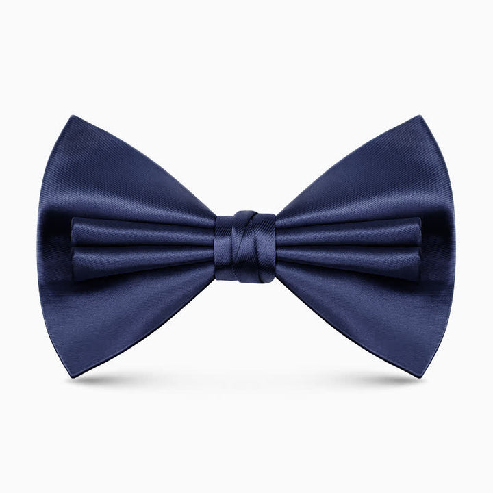 Nœud papillon double épaisseur unique pour homme, couleur unie et froissée