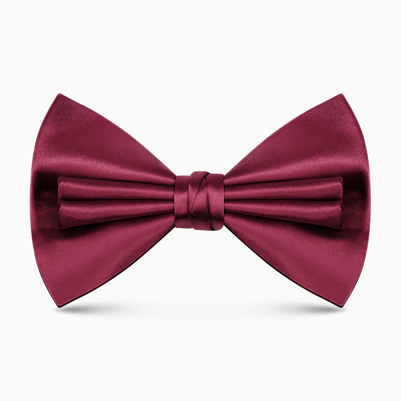 Nœud papillon double épaisseur unique pour homme, couleur unie et froissée