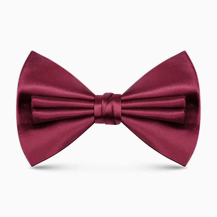 Nœud papillon double épaisseur unique pour homme, couleur unie et froissée