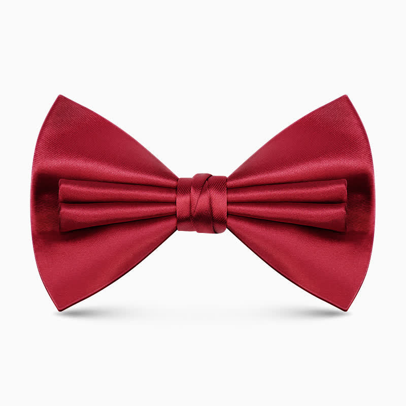 Nœud papillon double épaisseur unique pour homme, couleur unie et froissée