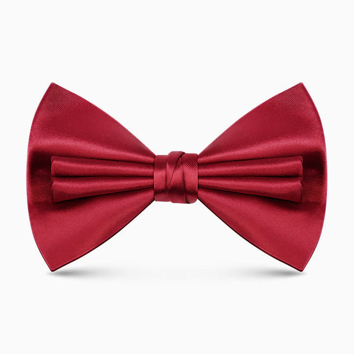 Nœud papillon double épaisseur unique pour homme, couleur unie et froissée