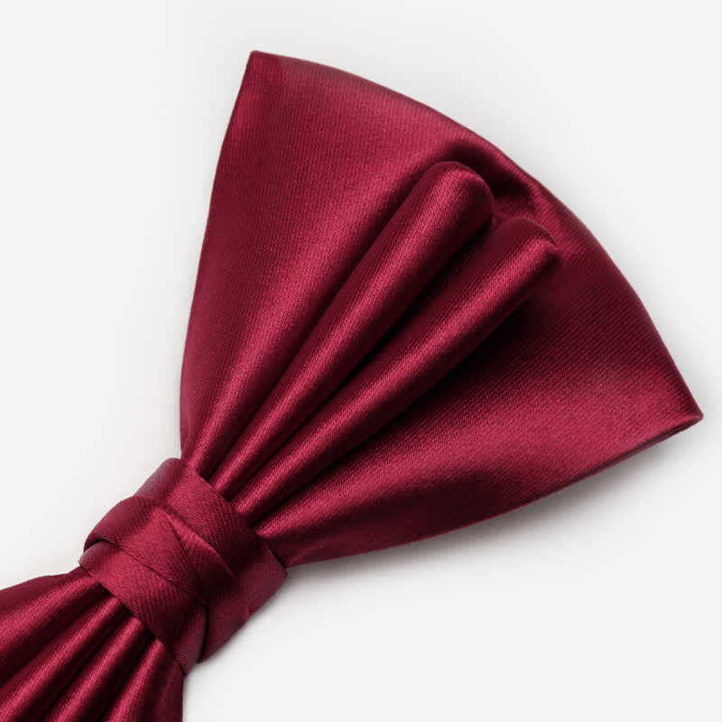 Nœud papillon double épaisseur unique pour homme, couleur unie et froissée