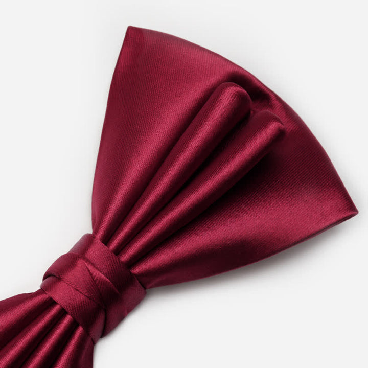 Nœud papillon double épaisseur unique pour homme, couleur unie et froissée