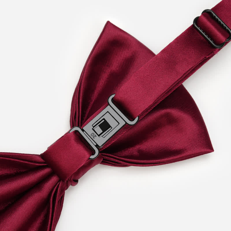 Nœud papillon double épaisseur unique pour homme, couleur unie et froissée