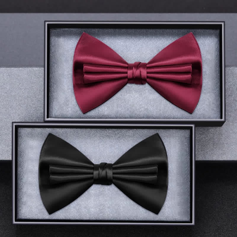 Nœud papillon double épaisseur unique pour homme, couleur unie et froissée