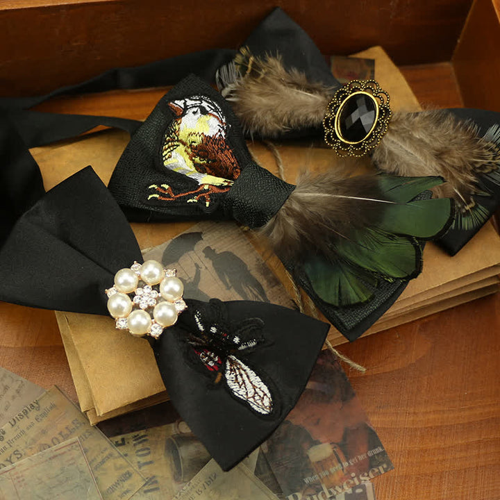 Nœud papillon de fête en plumes et perles pour homme