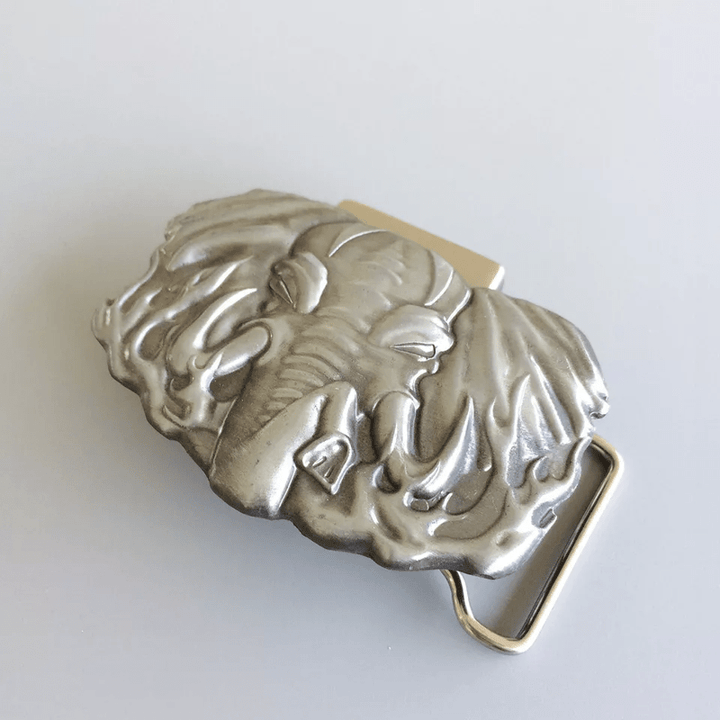 Ceinture en cuir d'éléphant argenté pour homme avec briquet caché