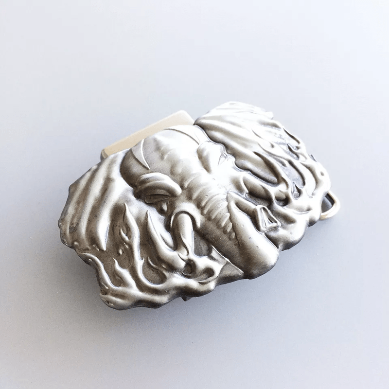 Ceinture en cuir d'éléphant argenté pour homme avec briquet caché